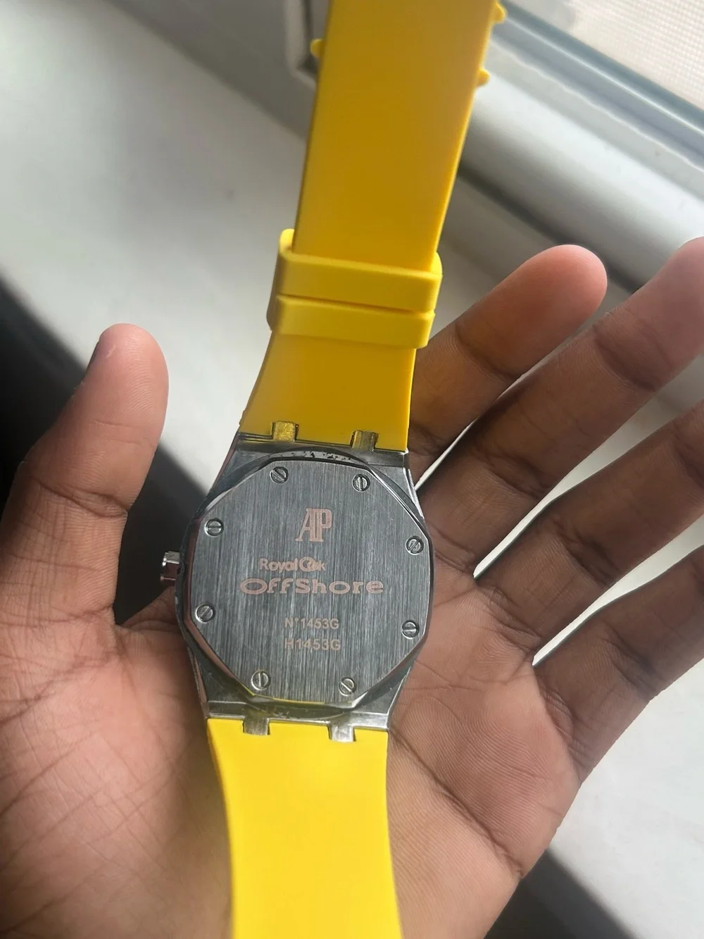 Stainless Watch with Bright Yellow Silicone Strap